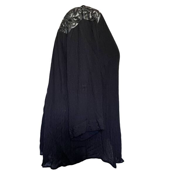 TORRID Fabric Button Up Top Womens 5X Sequin Whimsigoth Lace Roll Tab Fairy Goth - Picture 3 of 13